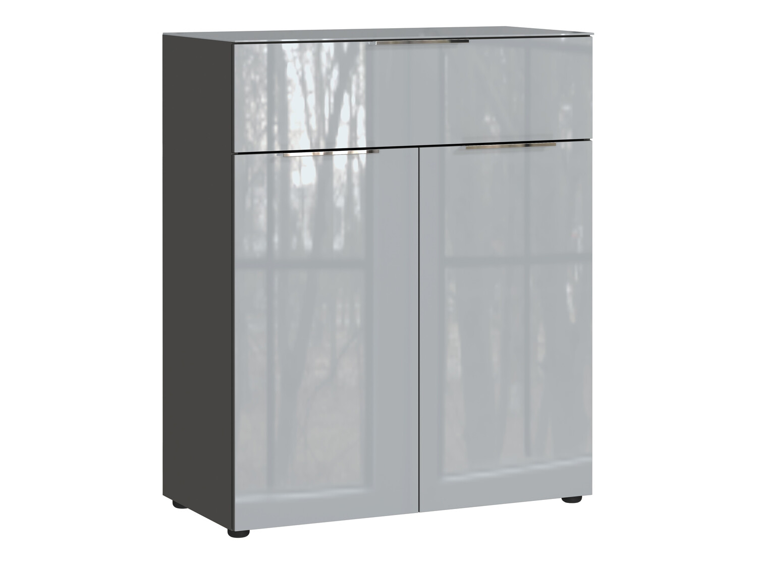 Komód Sacramento 301 (Grafit + Fényes szürke)