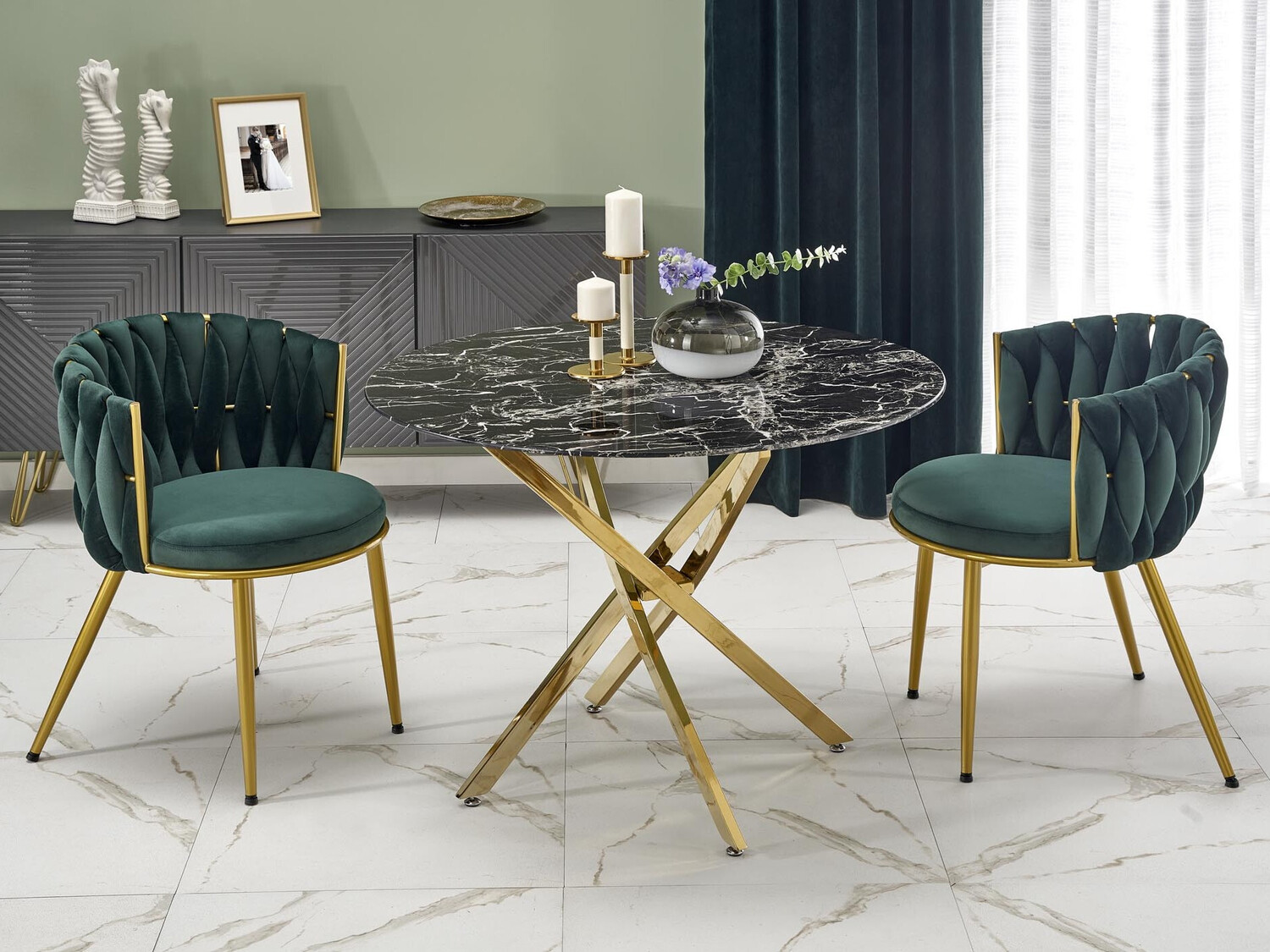 Asztal Houston 1538 (Aranysárga + Fekete márvány)