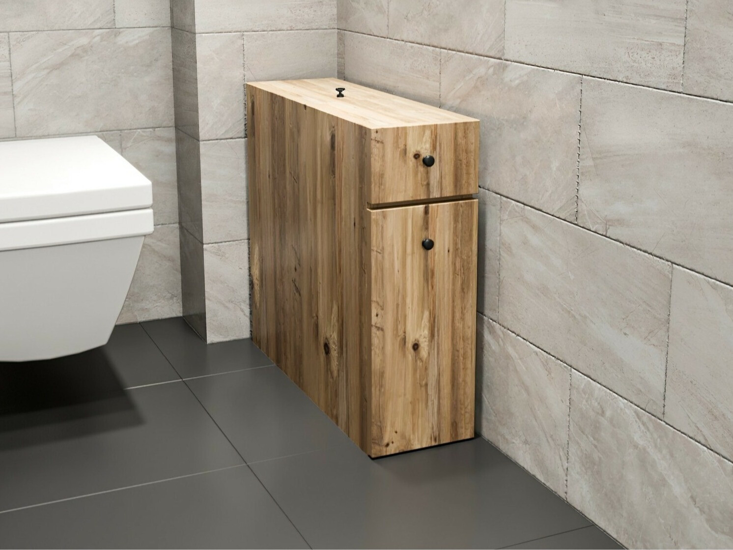 Álló fürdőszoba szekrény Kailua 183 (Tölgy)