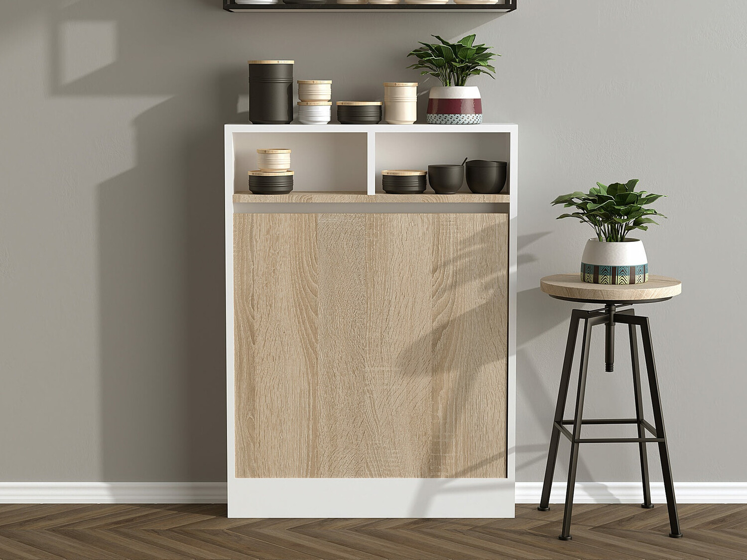 Összecsukható asztal Kailua 187 (Fehér + Világosbarna)