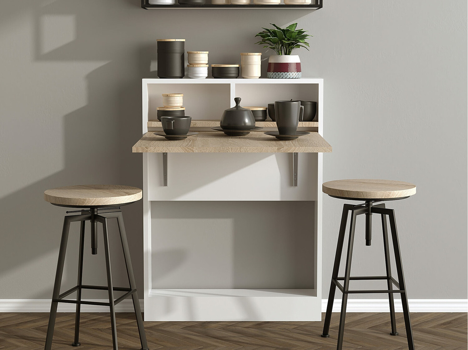 Összecsukható asztal Kailua 187 (Fehér + Világosbarna)