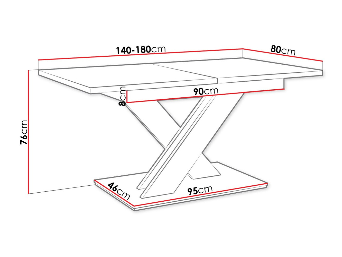 Asztal Goodyear 103 (Fényes fekete)