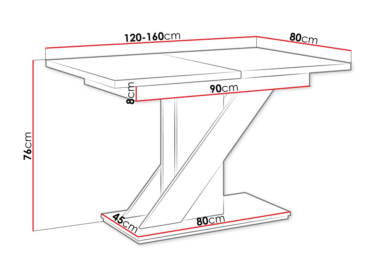 Asztal Goodyear 105 (Fényes fekete + Beton)