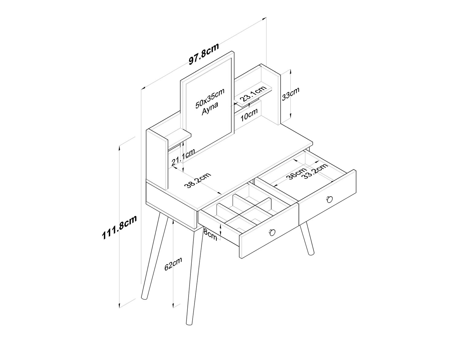 Fésülködő asztal Kailua 221