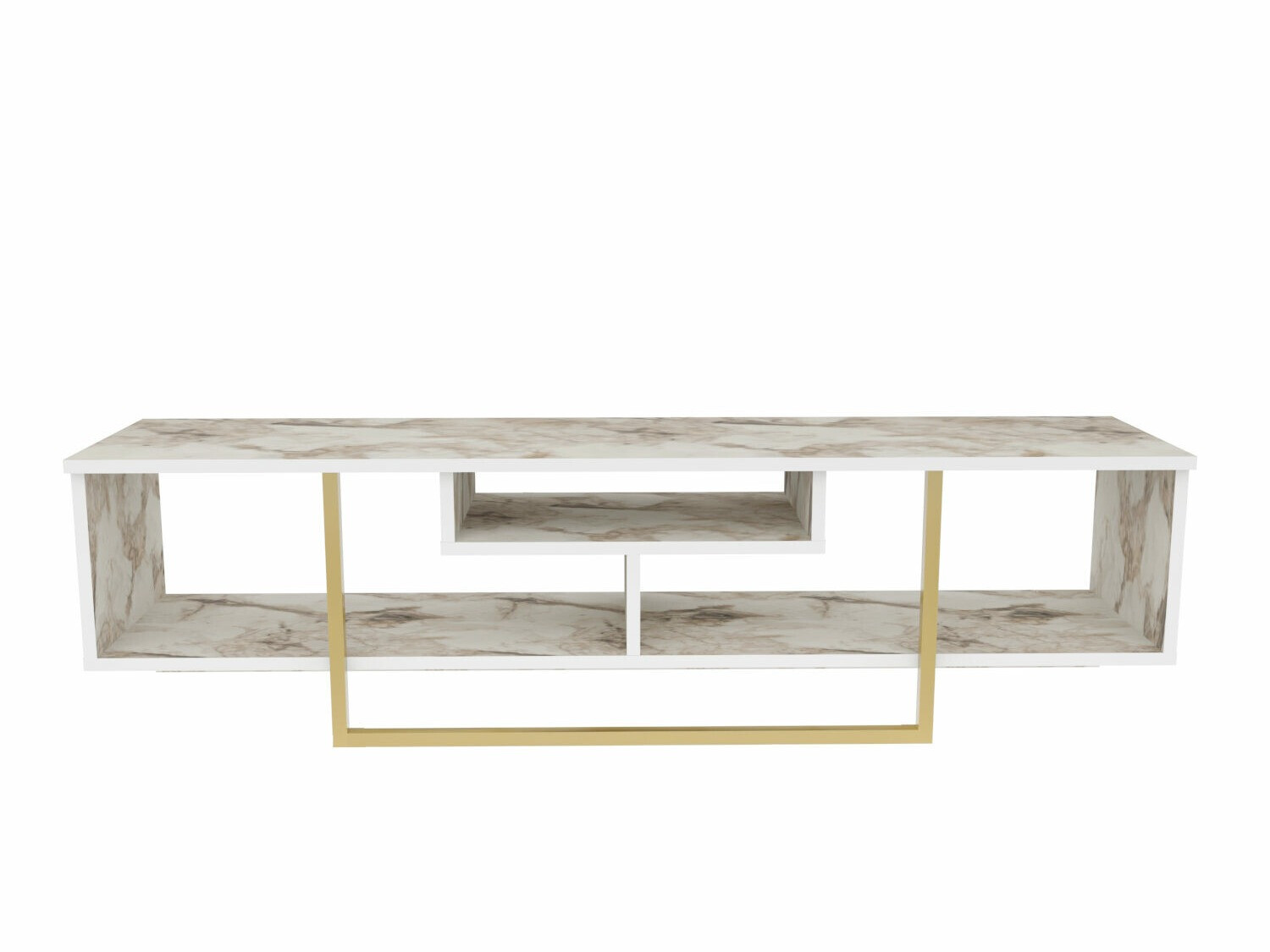 TV-állvány Kailua 245 (Fehér márvány + Aranysárga)