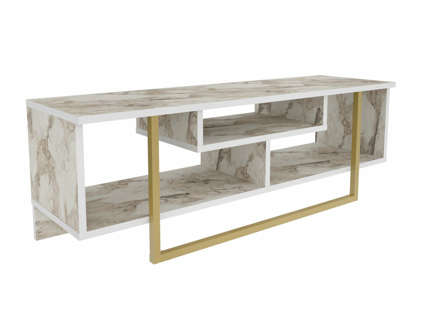 TV-állvány Kailua 246 (Fehér márvány + Aranysárga)