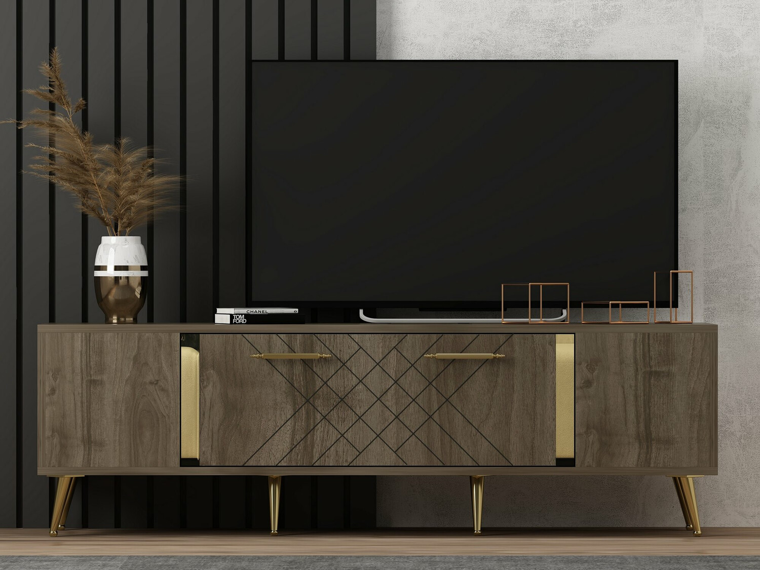 TV-állvány Kailua 269 (Dió + Aranysárga)