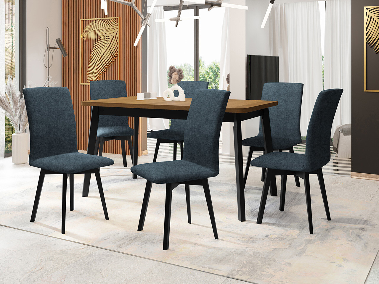 Étkezőgarnitúra Victorville 324 (Fekete)