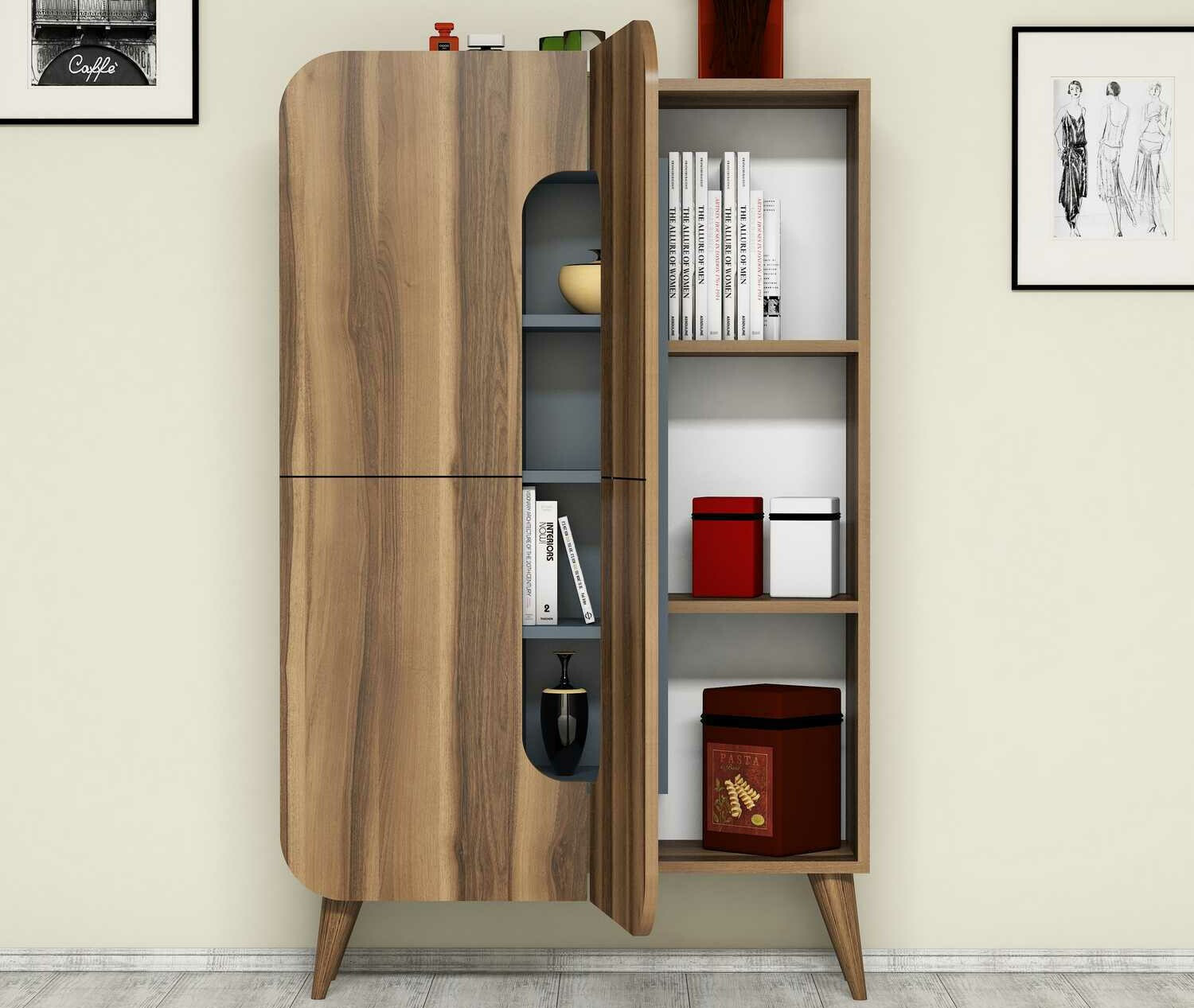 Könyvespolc Kailua 340 (Dió + Kék)