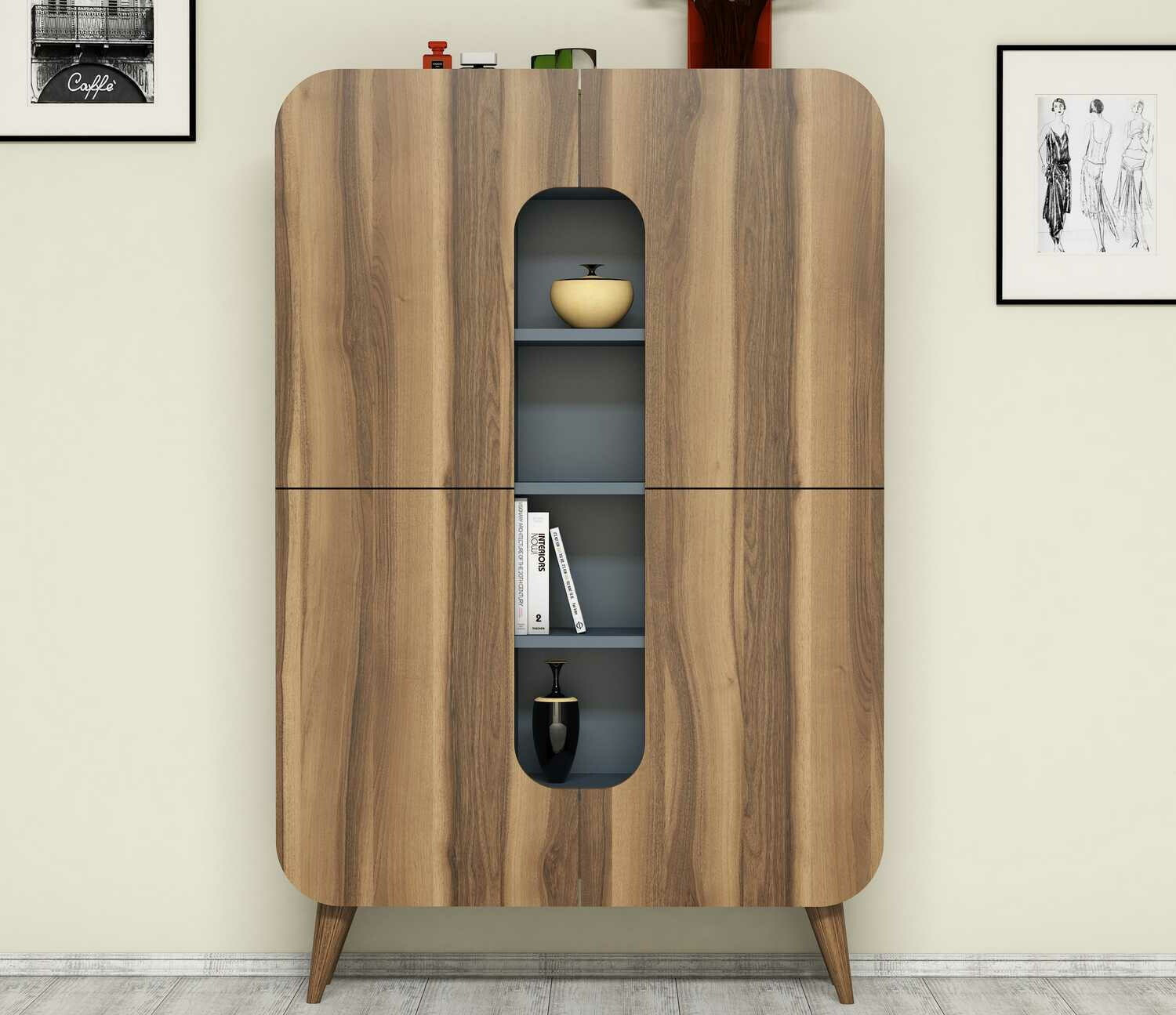 Könyvespolc Kailua 340 (Dió + Kék)