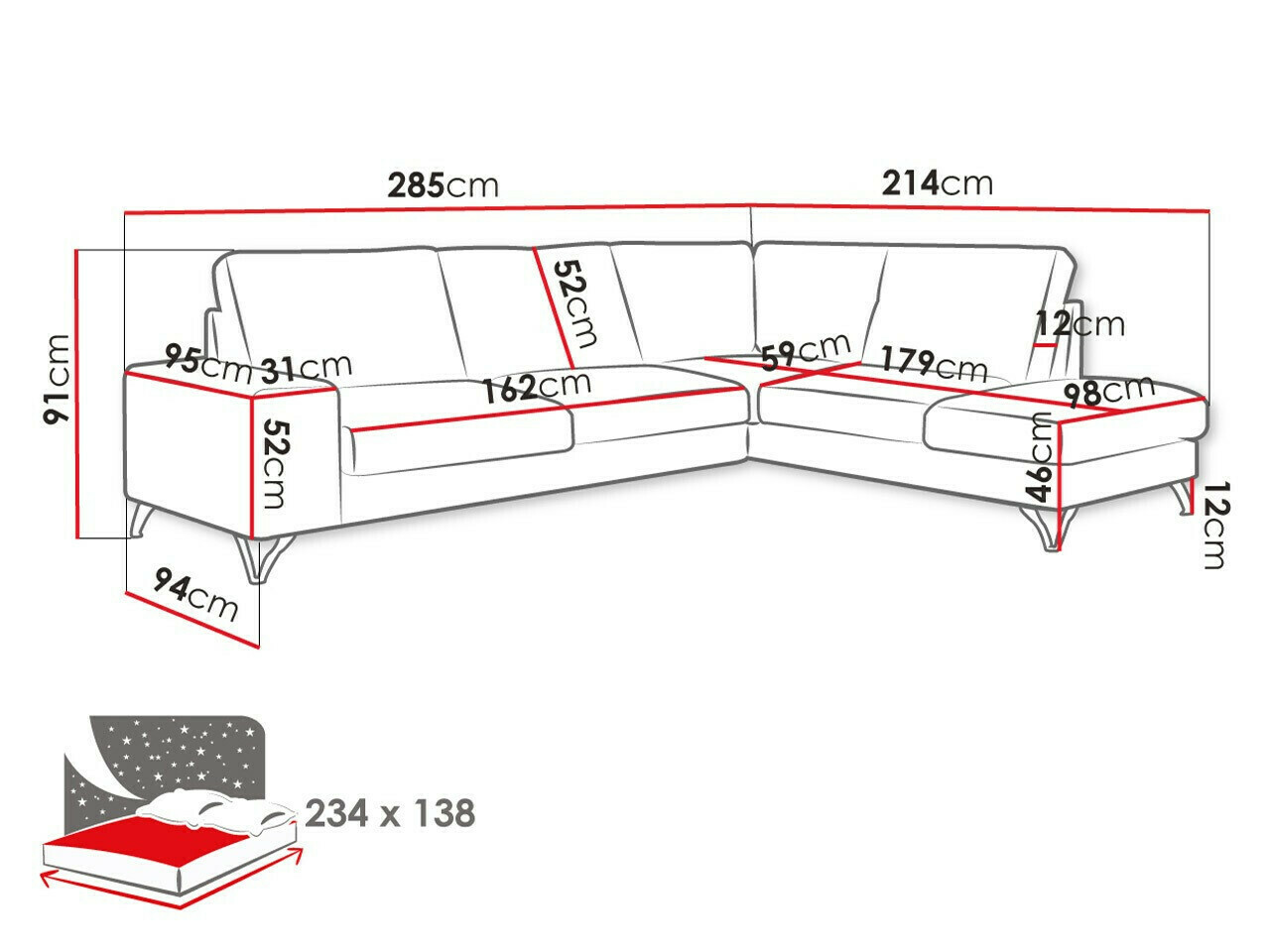 Sarokkanapé ComfiDream Lyrana II (Vogue 16)