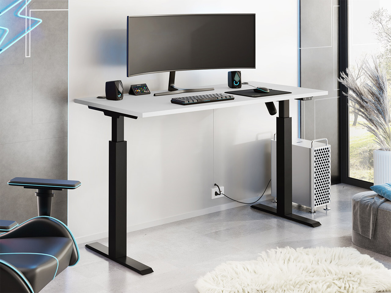 Állítható magasságú íróasztal Tucson 171 (Világosszürke + Matt fekete)