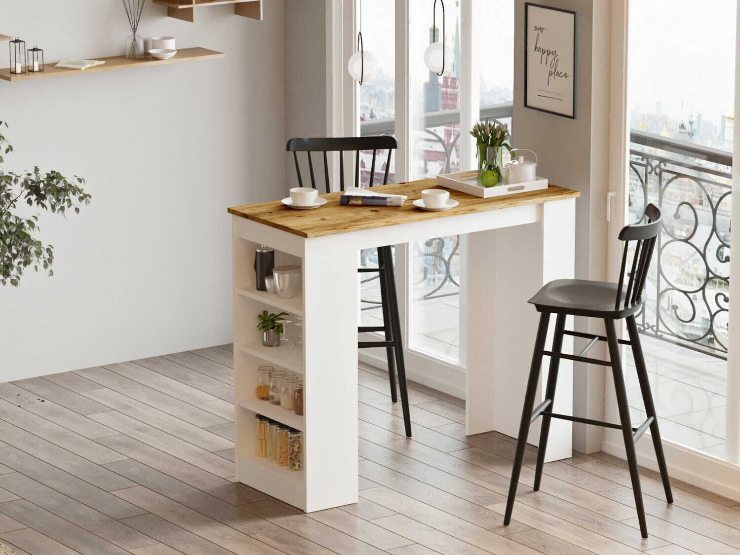 Bár asztal Kailua 477 (Fehér + Fenyő)