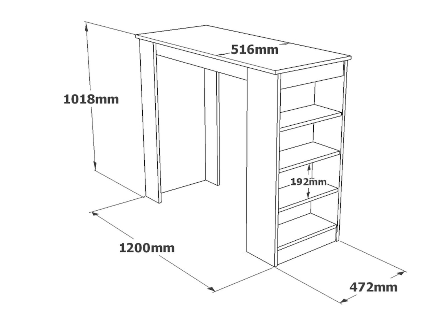 Bár asztal Kailua 477 (Fehér + Fenyő)