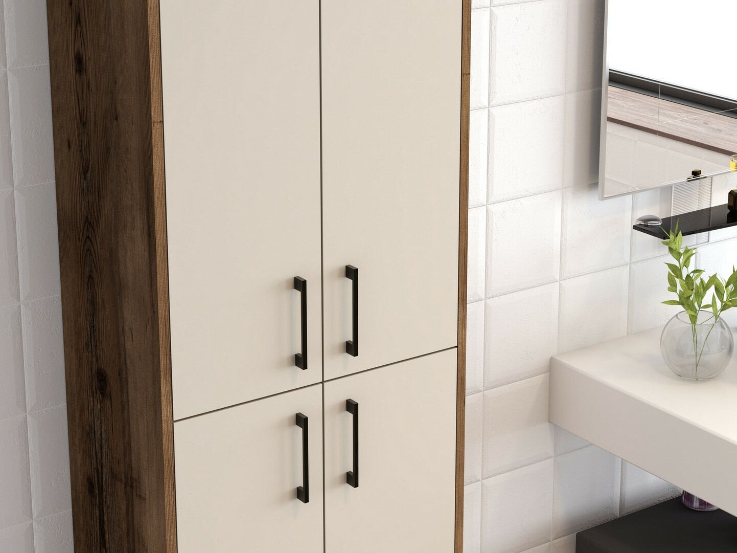 Beépített fürdőszoba szekrény Kailua 2068 (Dió + Krém)