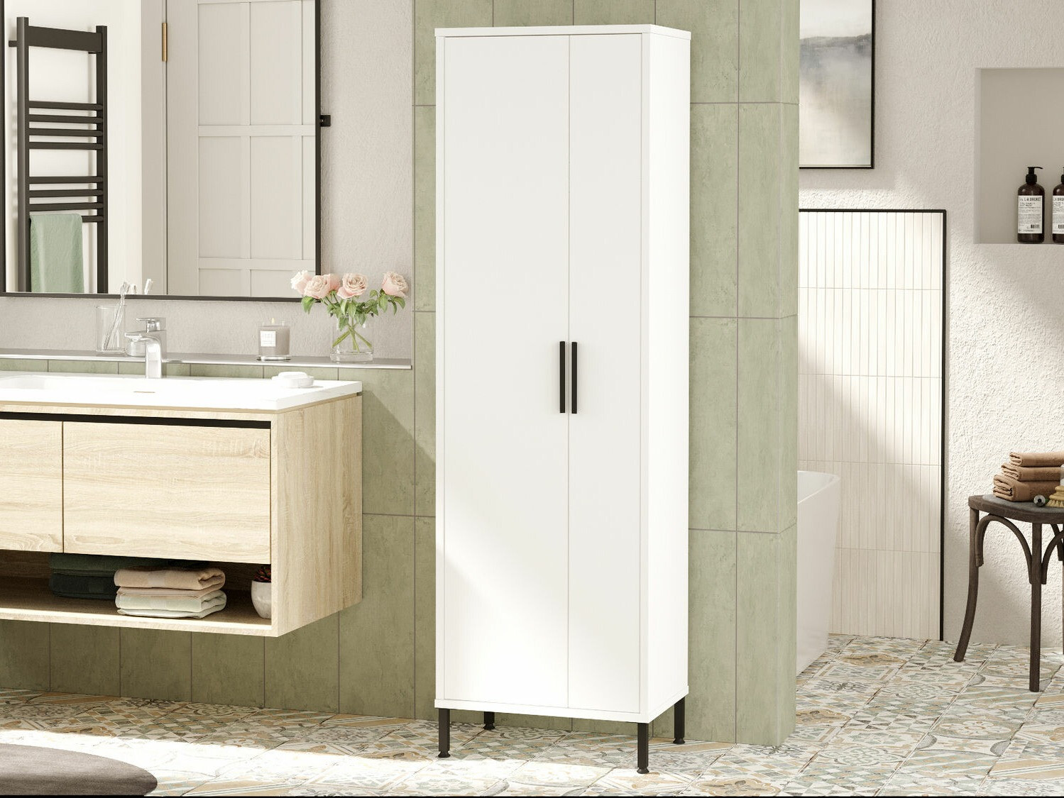 Álló fürdőszoba szekrény Kailua 2071 (Fehér)