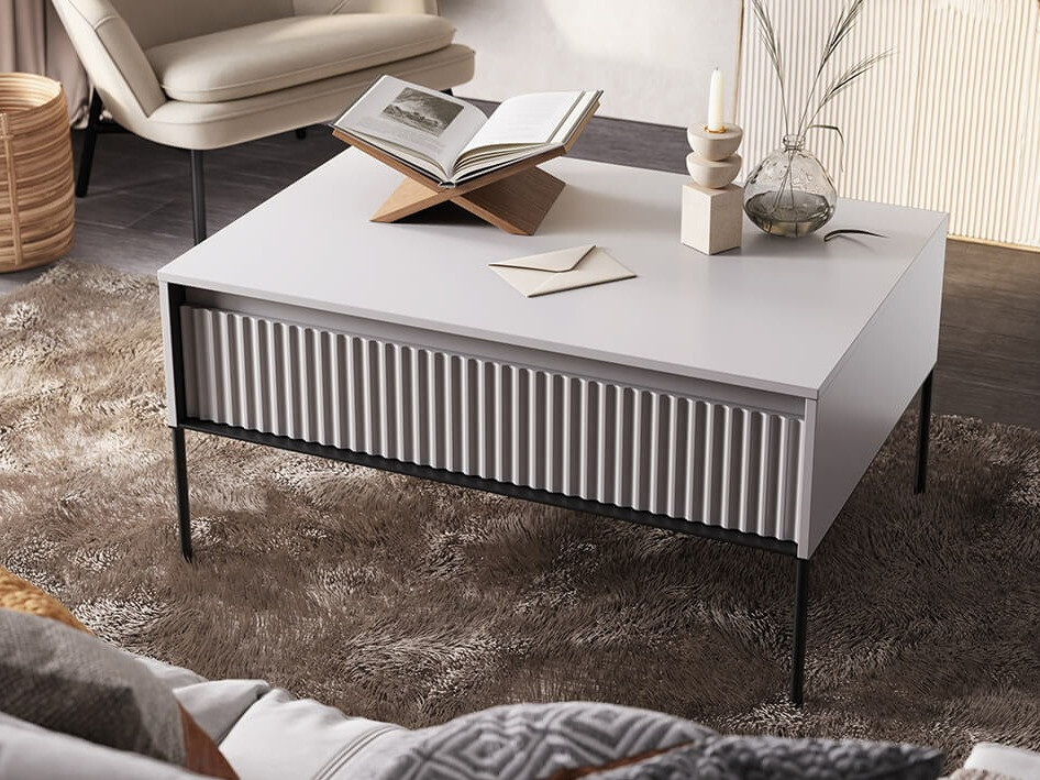 Dohányzóasztal Fernolu 110 (Szürke + Fekete)