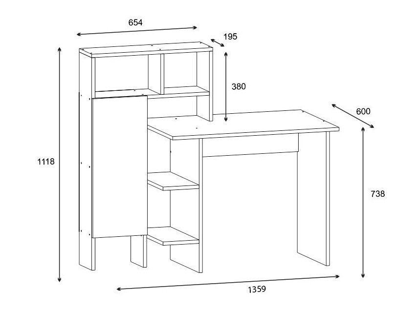 Íróasztal Kailua 594 (Fehér + Tölgy)