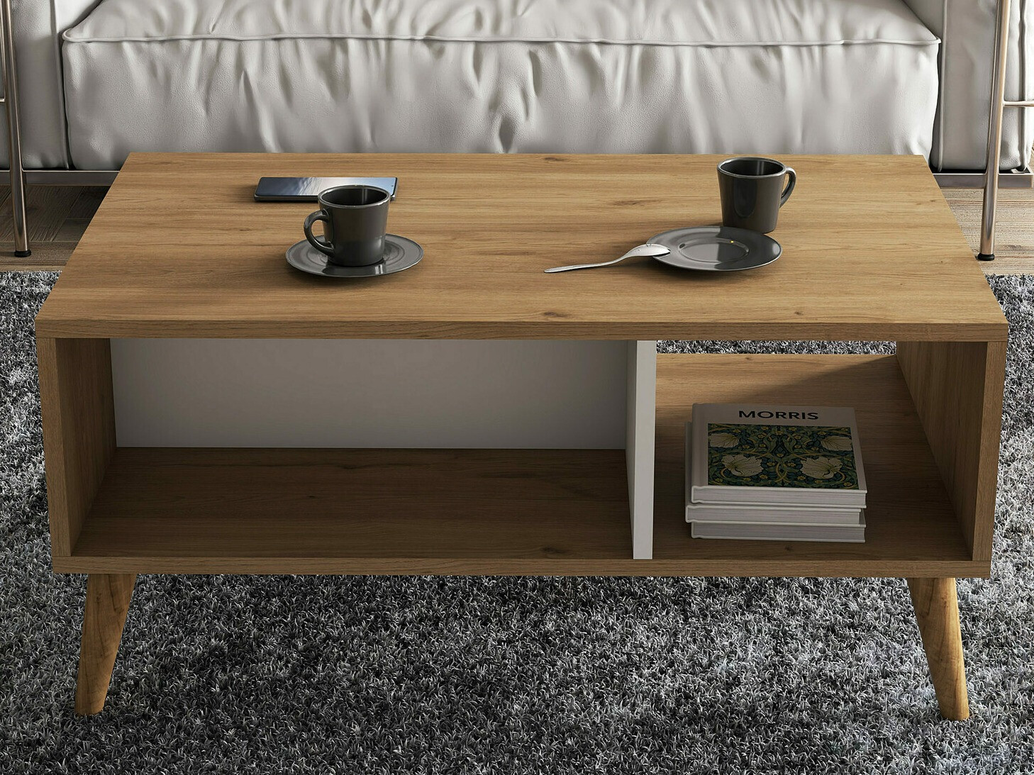 Dohányzóasztal Nolcava 104 (Fehér + Tölgy)