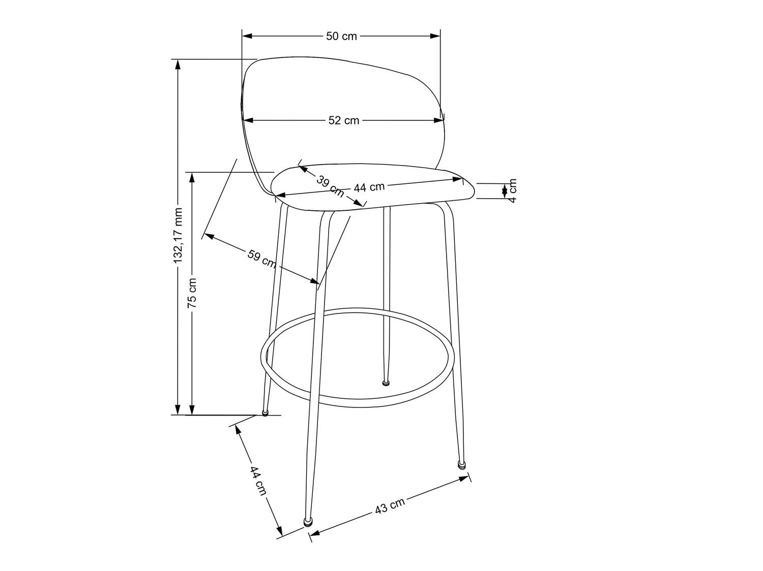 Bárszék Houston 1554 (Krém + Aranysárga)