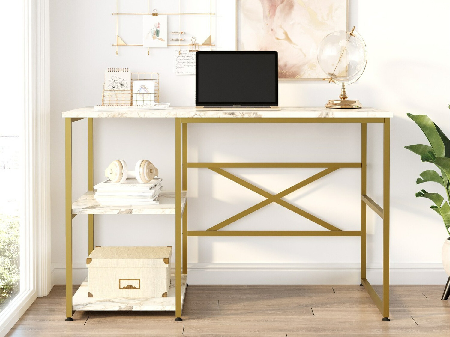 Íróasztal Kailua 668 (Aranysárga + Fehér márvány)