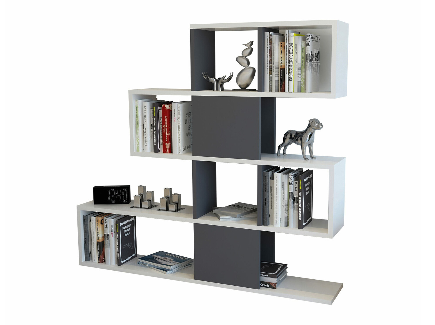 Könyvespolc Kailua 677 (Fehér + Antracit)