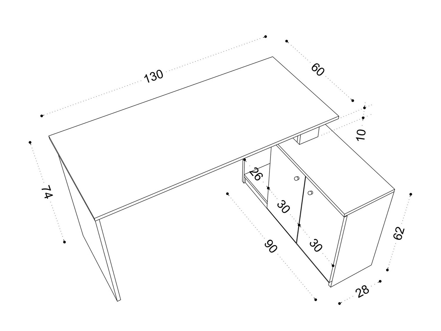 Sarok íróasztal Kailua 673