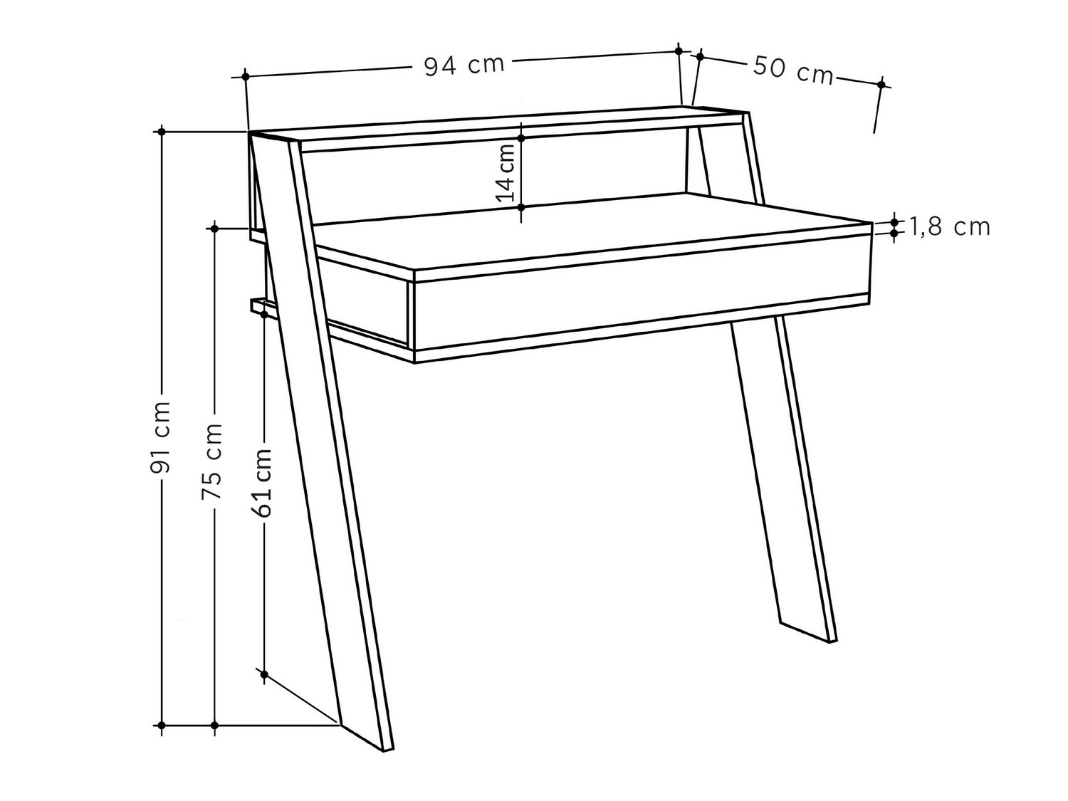 Íróasztal Kailua 692 (Antracit)