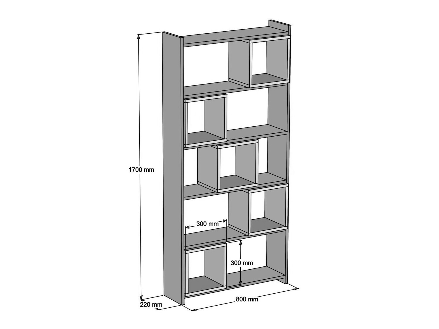 Könyvespolc Kailua 666 (Kék + Dió)