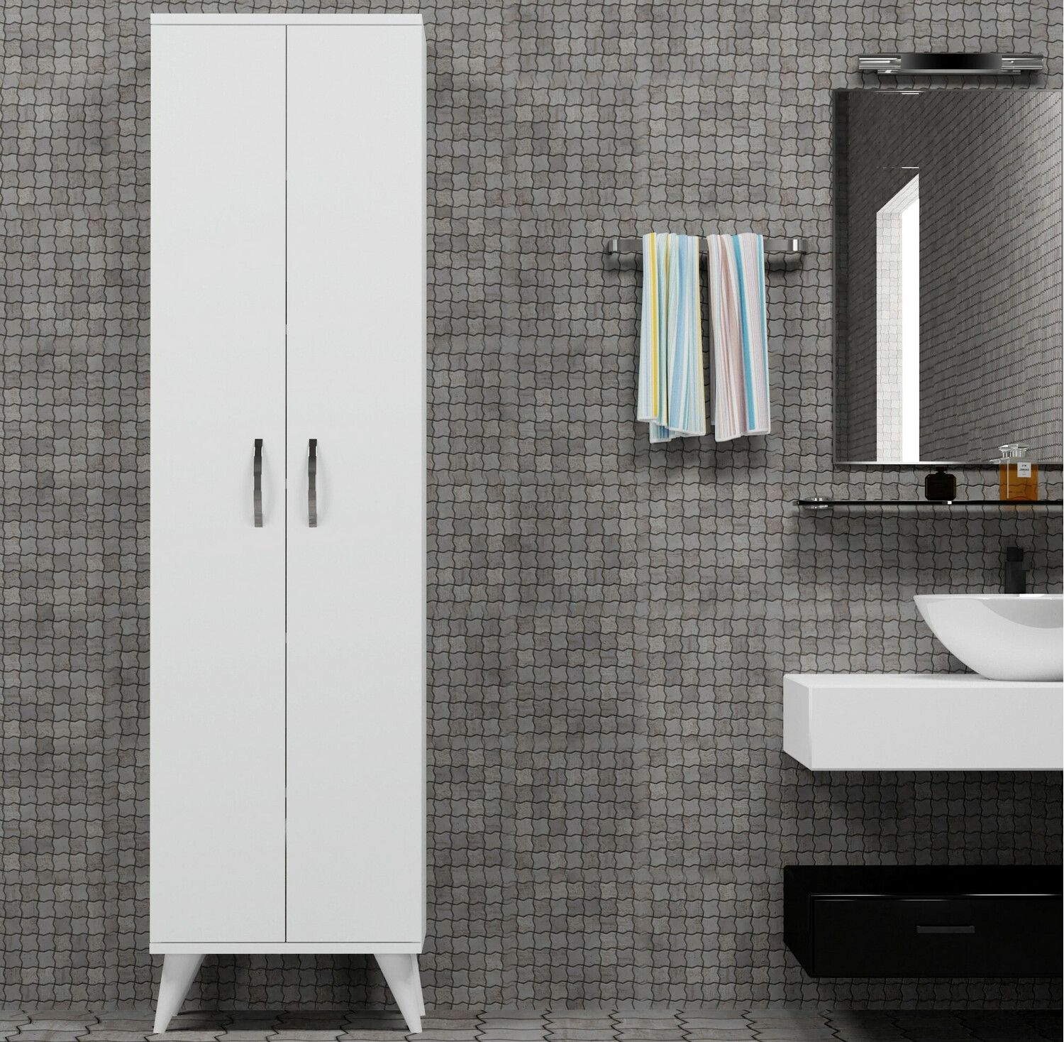 Beépített fürdőszoba szekrény Calsona 100 (Fehér)