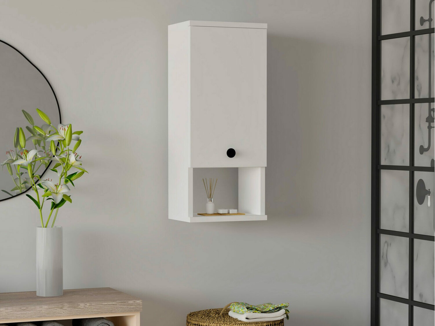 Fali fürdőszoba szekrény Kailua 754 (Fehér)