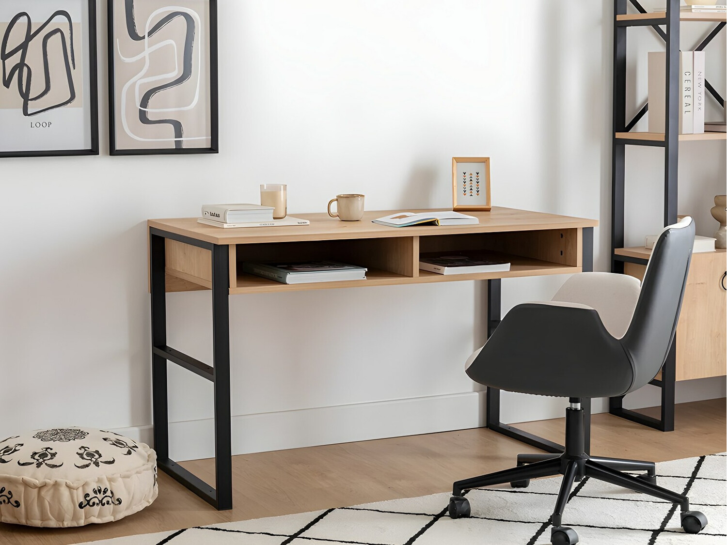 Íróasztal Kailua 737 (Fekete + Világos fa)