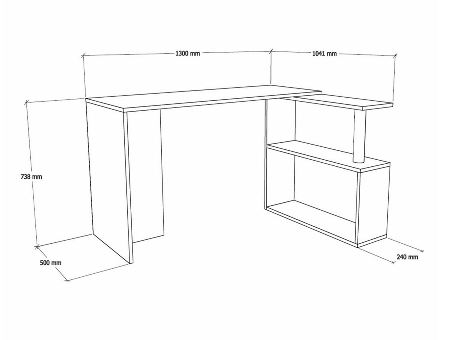 Sarok íróasztal Kailua 792 (Fehér)