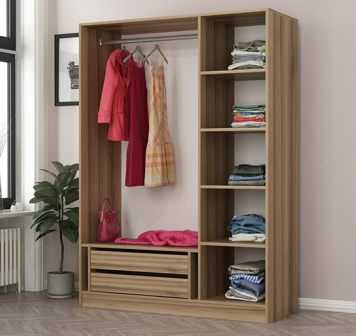 Gardróbszekrény Kailua L123 (Antracit + Tölgy)