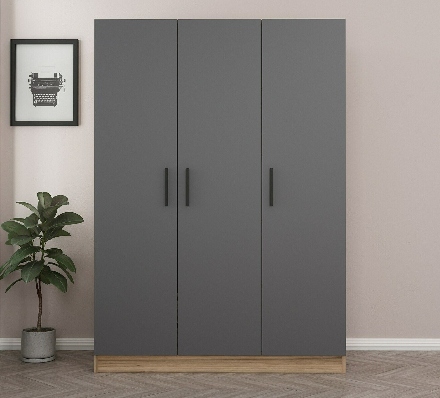 Gardróbszekrény Kailua L123 (Antracit + Tölgy)