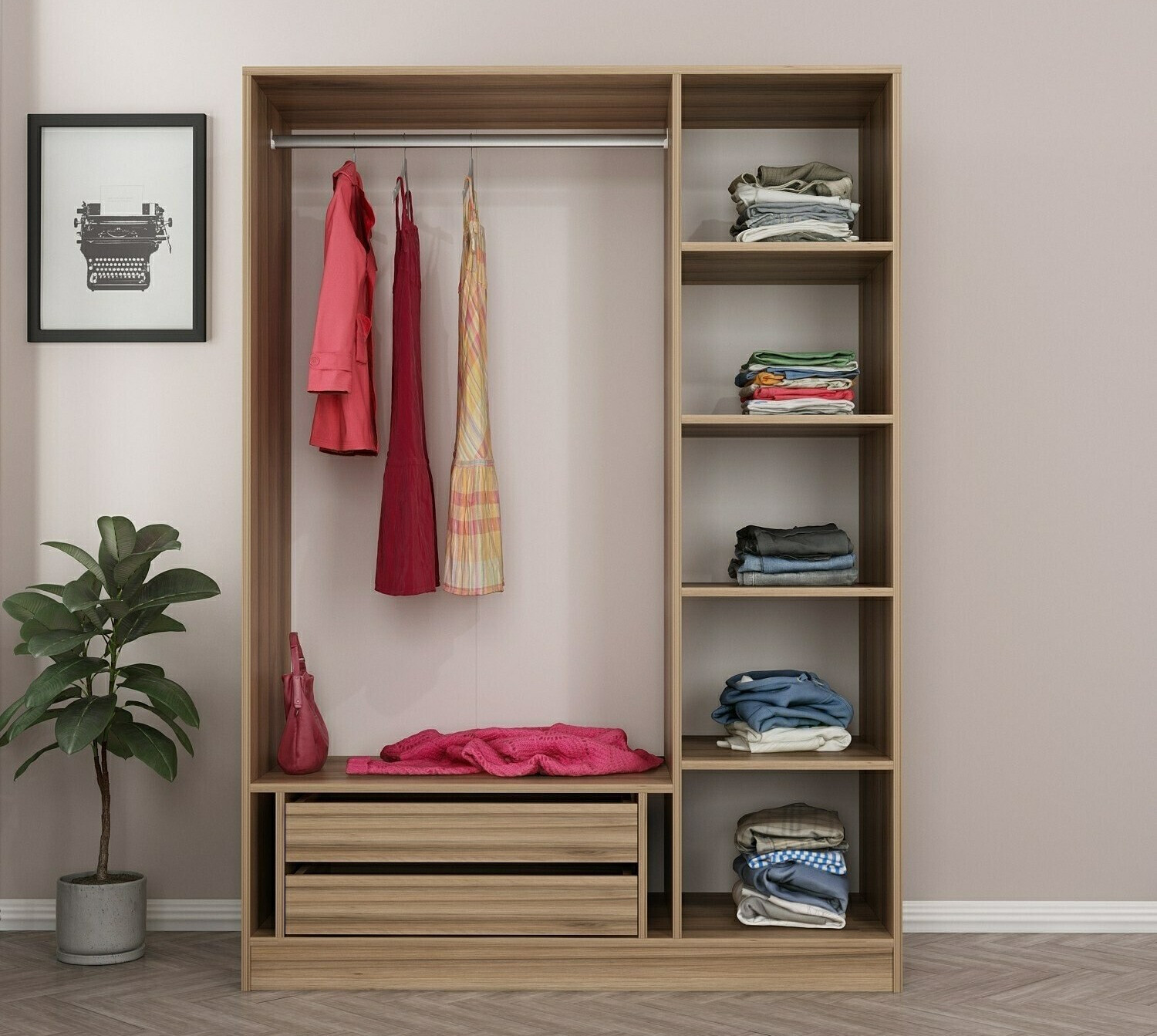 Gardróbszekrény Kailua L123 (Antracit + Tölgy)