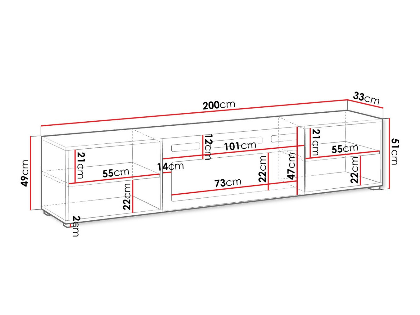 TV-állvány Charlotte 191 (Fekete)
