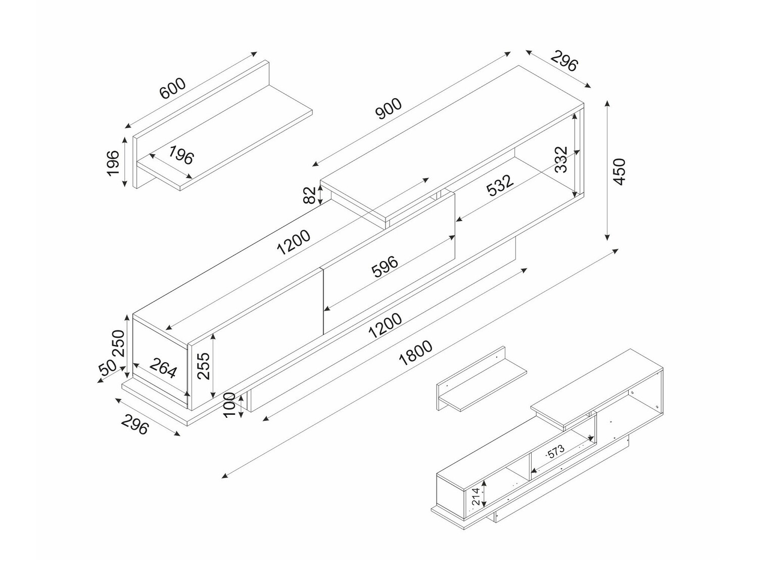TV-állvány Kailua 849 (Fehér)