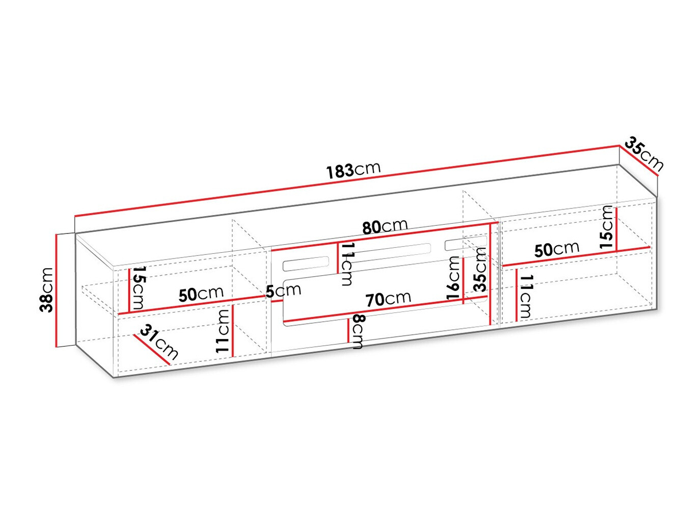 TV-állvány Mensura (Fekete)
