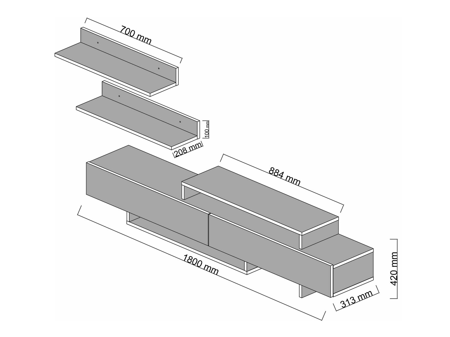 TV-állvány Kailua 998 (Tikfa + Fehér)