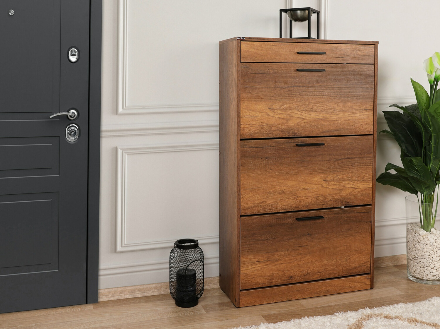 Cipőtároló Kailua 1033 (Fekete + Dió)