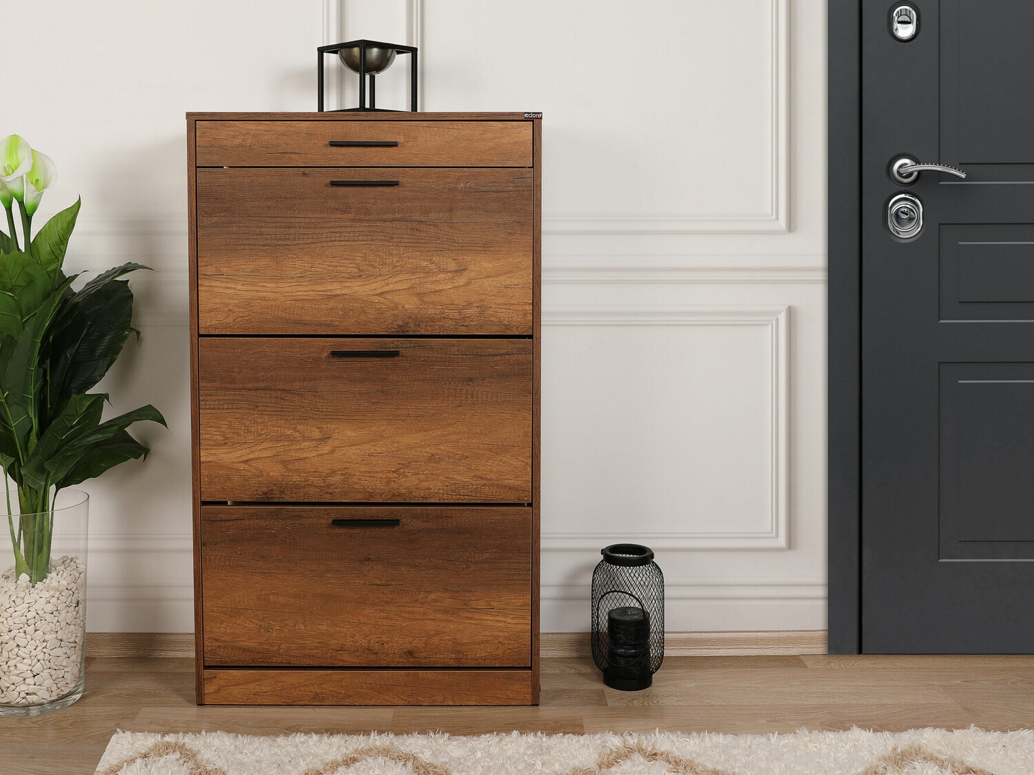 Cipőtároló Kailua 1033 (Fekete + Dió)