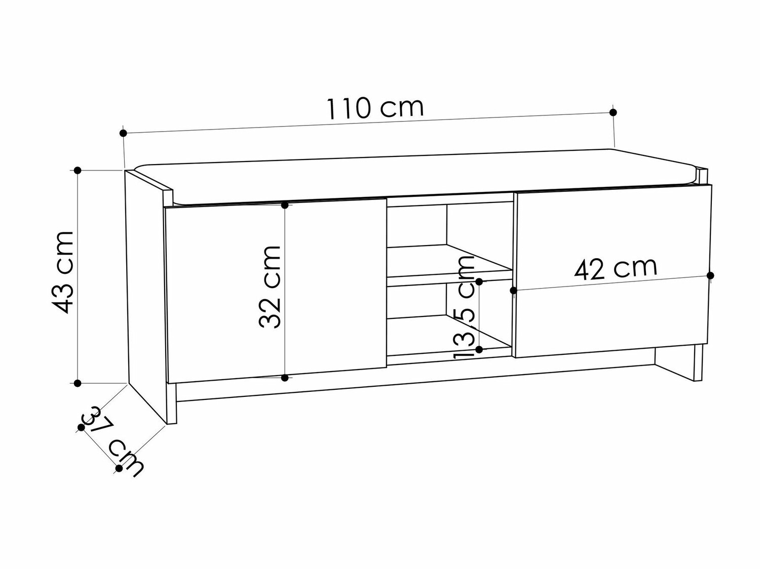 Cipőtároló Kailua 1047 (Sötét tölgy)