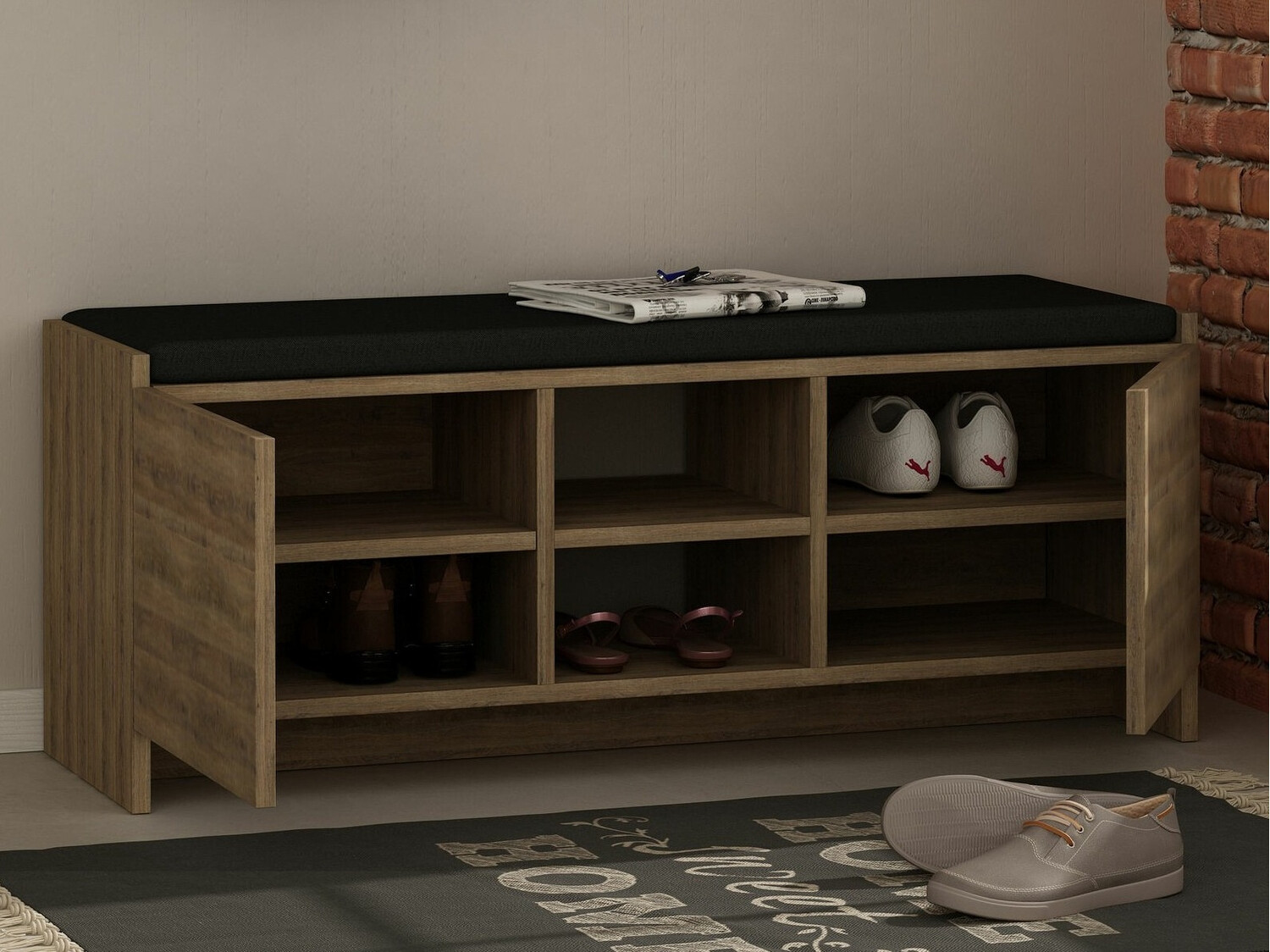 Cipőtároló Kailua 1047 (Sötét tölgy)