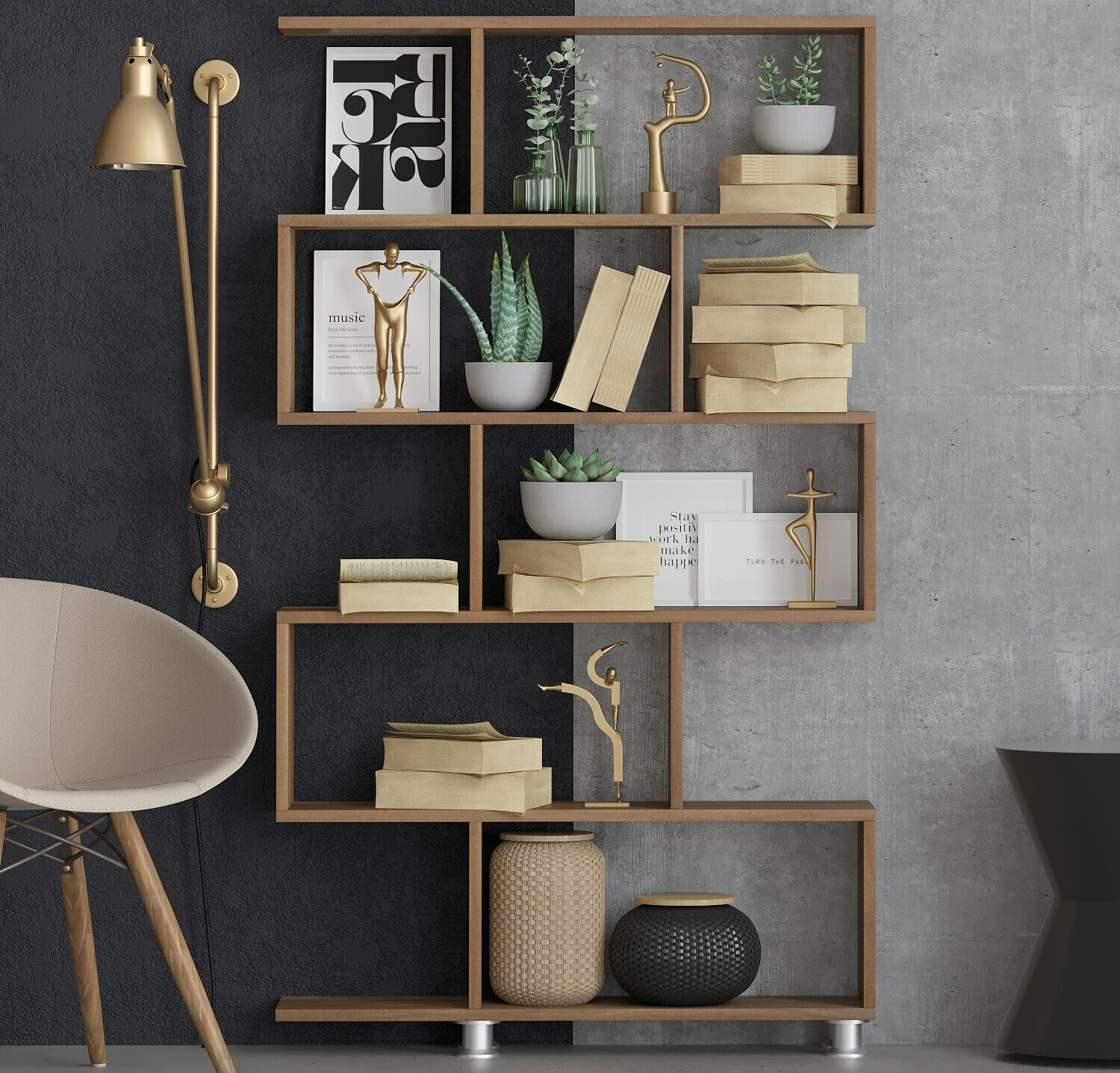 Könyvespolc Kailua 1042 (Dió)