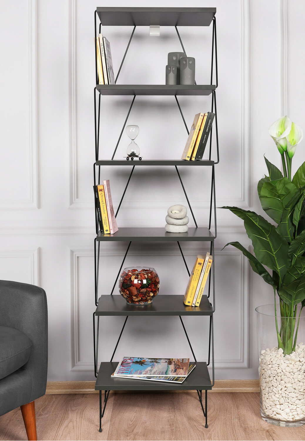 Könyvespolc Kailua 1044 (Antracit)