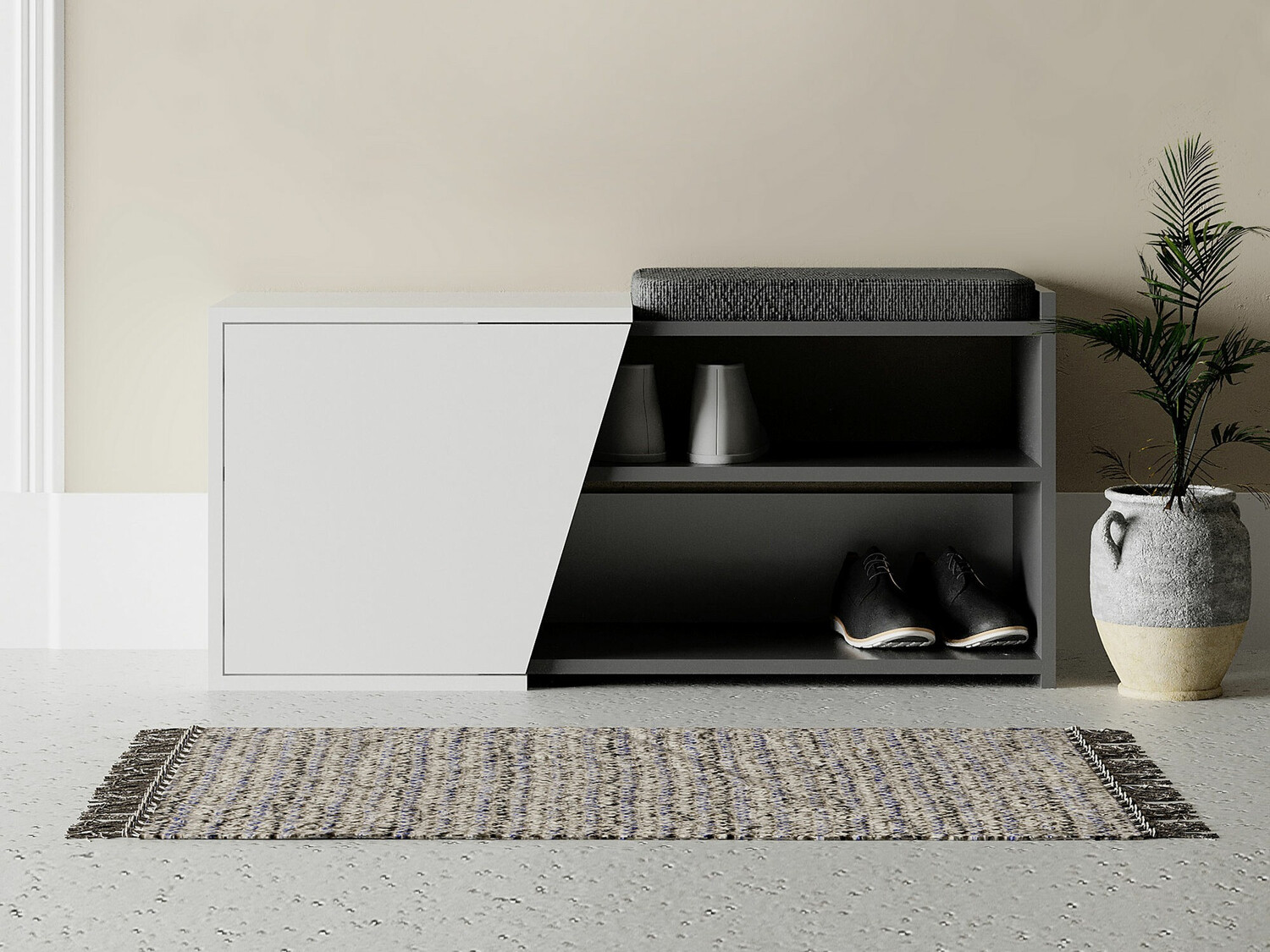 Cipőtároló Kailua 1081 (Fehér + Antracit)