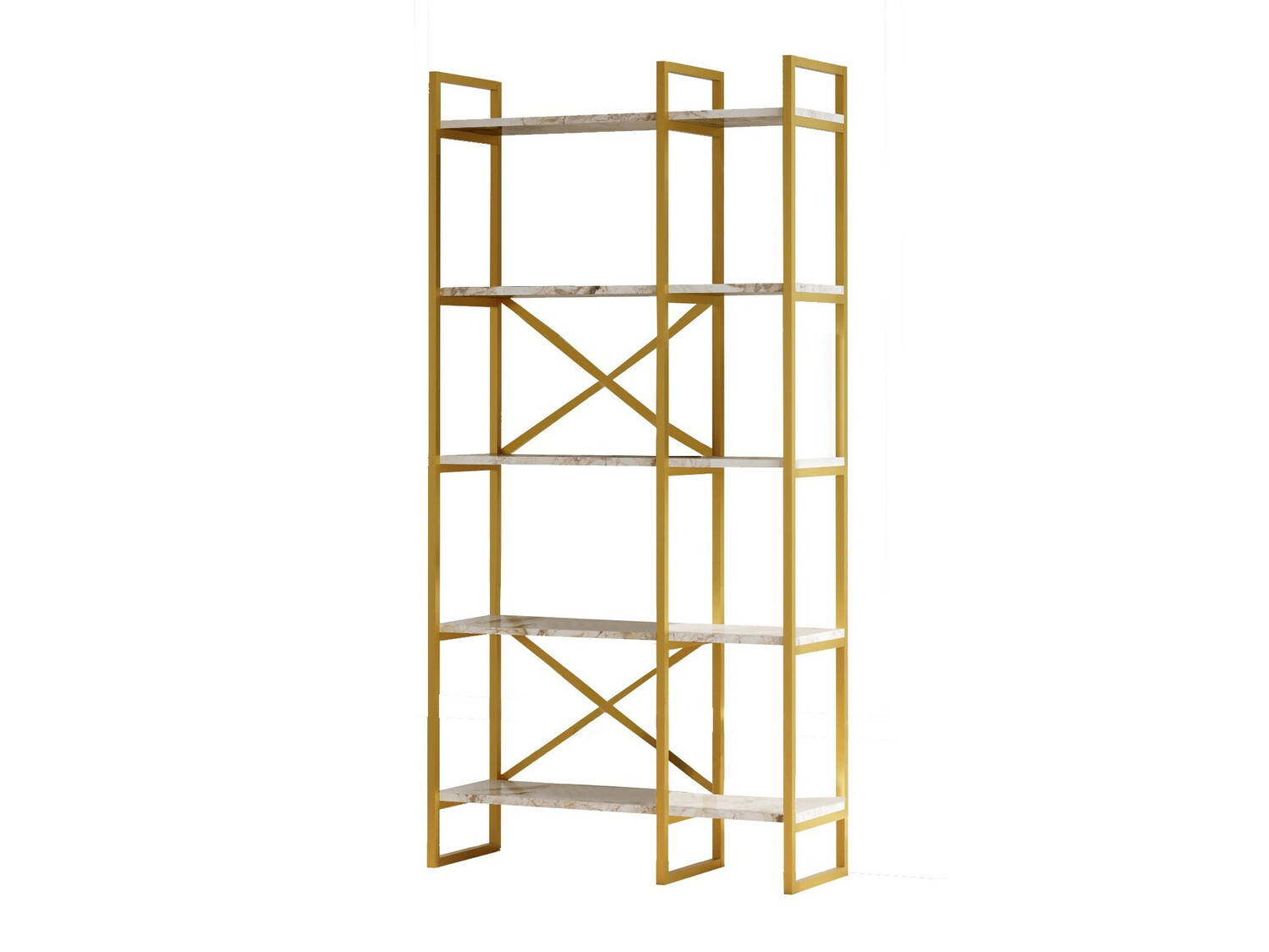Könyvespolc Kailua 1082 (Fehér márvány + Aranysárga)