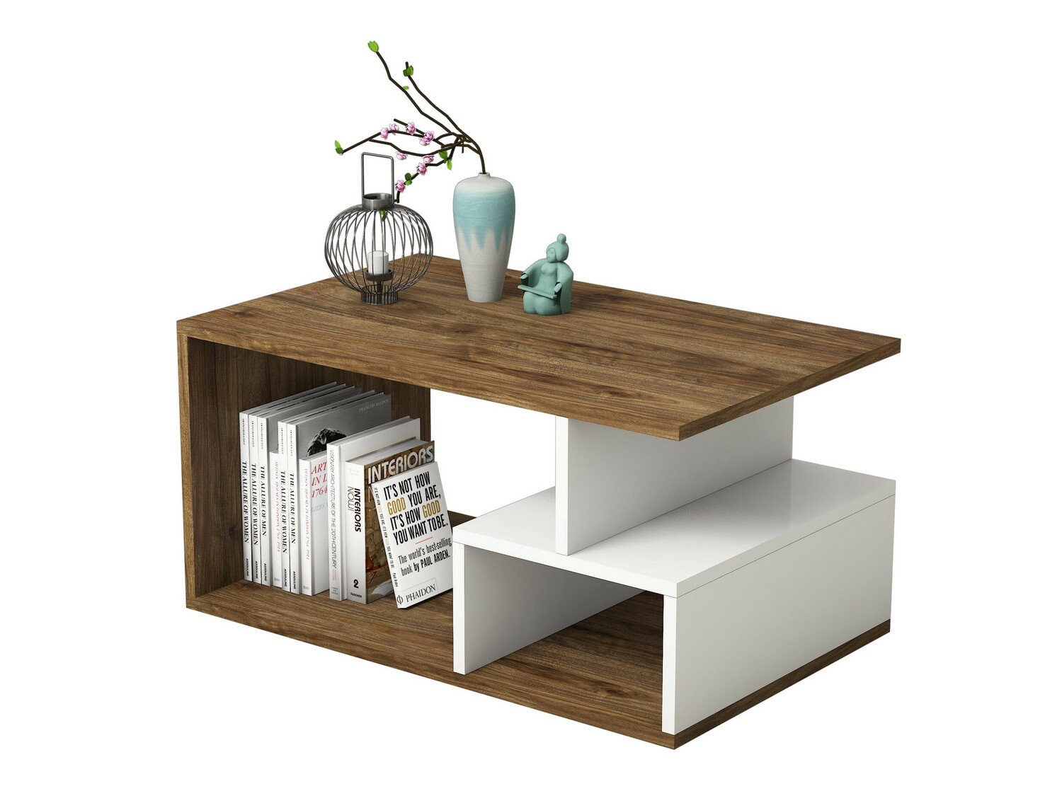 Dohányzóasztal Kailua 1104 (Fehér + Dió)