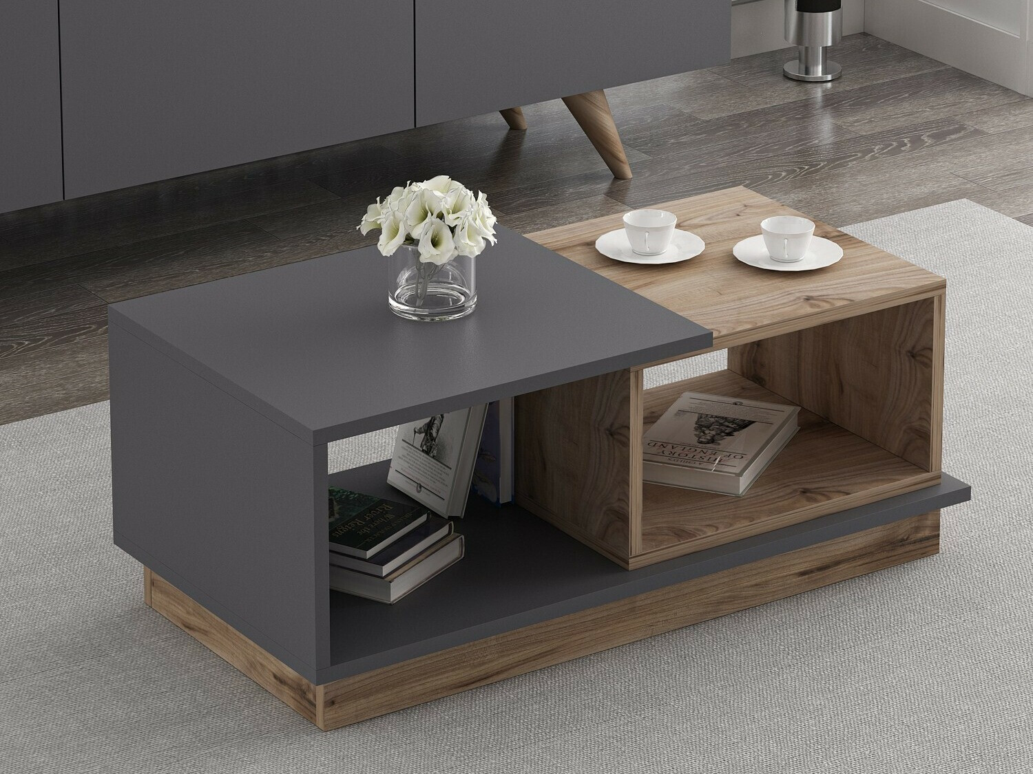 Dohányzóasztal Kailua 2582 (Antracit + Tölgy)